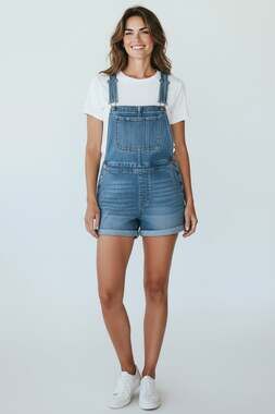 No Boundaries Relaxed Boyfriend Shortalls, Size Small